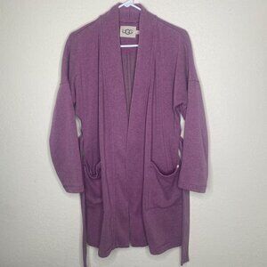 Ugg Womens Small Purple Fleece Open Front Cardigan Robe With Pockets